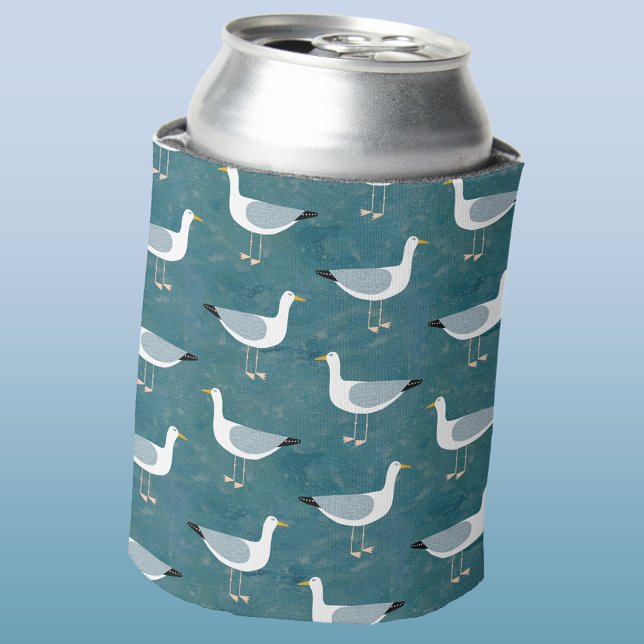 Rafraîchisseur Pour Canette La côte de Seagull (Seagulls coastal can cooler for your beach house)