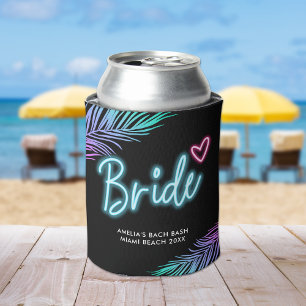 Rafraîchisseur Pour Canette La Mariée Neon Bleu & Rose Bach Tropical Peut Cool