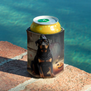 Rafraîchisseur Pour Canette La peur de l'Halloween Citrouille de Rottweiler