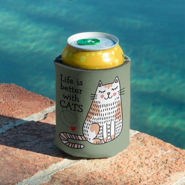 Rafraîchisseur Pour Canette La Vie Est Meilleure Avec Les Chats Doodle (Piscine in situ)