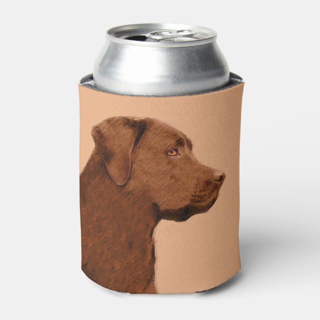 Rafraîchisseur Pour Canette Labrador Retriever (Chocolat) Peinture - Chien Art (Can devant)