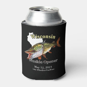 Rafraîchisseur Pour Canette Lac personnalisé/Date Wisconsin Muskie Opener Dark