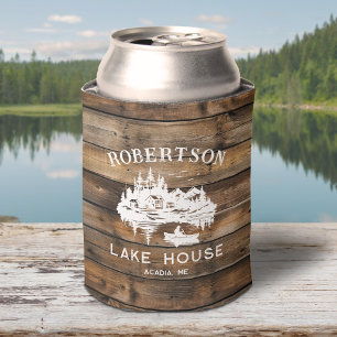 Rafraîchisseur Pour Canette Lake House Nom de famille Rustic Wood
