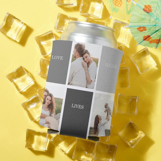Rafraîchisseur Pour Canette L'amour vit ici | Cadeau Famille Trois Photo (Été in situ)