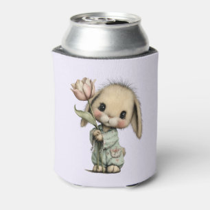 Rafraîchisseur Pour Canette Lapin mignon tenant une Tulipe