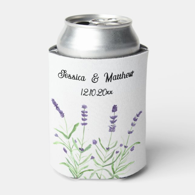 Rafraîchisseur Pour Canette Lavande florale Aquarelle Nature Mariage unique (Can devant)