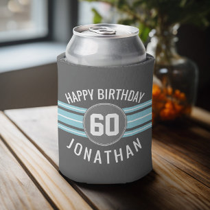 Rafraîchisseur Pour Canette Le joyeux anniversaire folâtre des rayures nom et