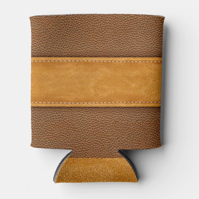 Rafraîchisseur Pour Canette Leather Luxe : Elégance Brown avec points (Devant)