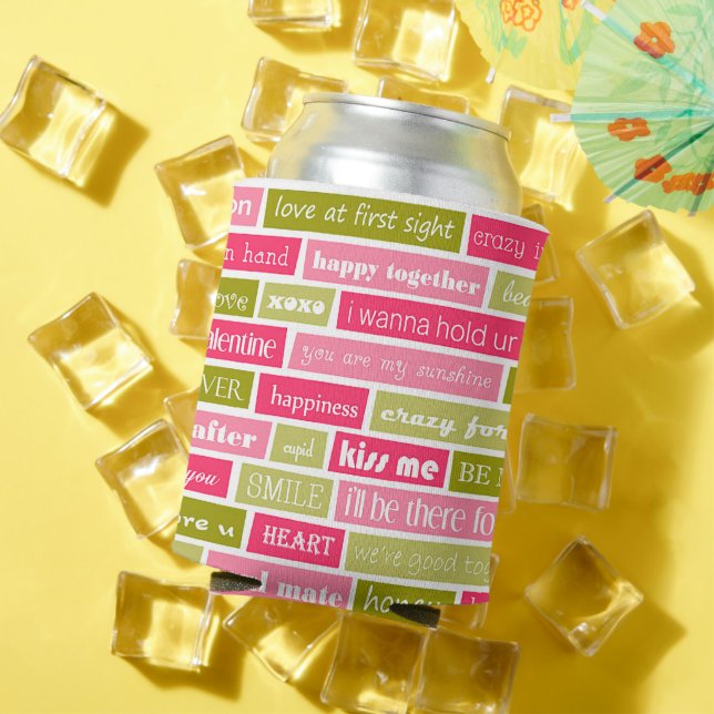 Rafraîchisseur Pour Canette Lettres d'amour rose et vert (Été in situ)