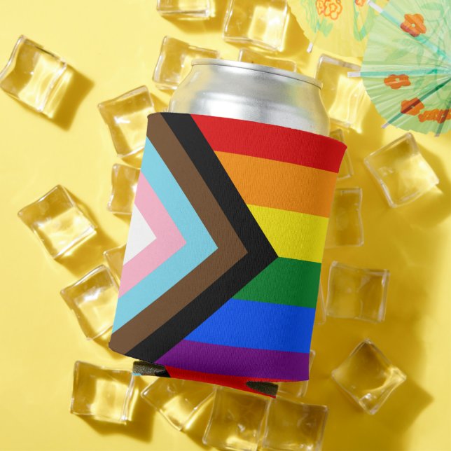 Rafraîchisseur Pour Canette LGBTQ & Pride - drapeau de progression arc-en-ciel (Été in situ)