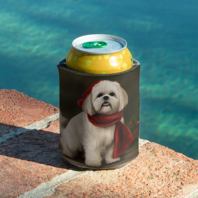 Rafraîchisseur Pour Canette Lhasa Apso Chien dans Noël de neige (Piscine in situ)