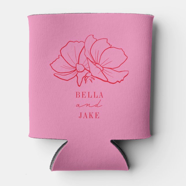 Rafraîchisseur Pour Canette Ligne Florale Terracotta Mariage rose (Devant)