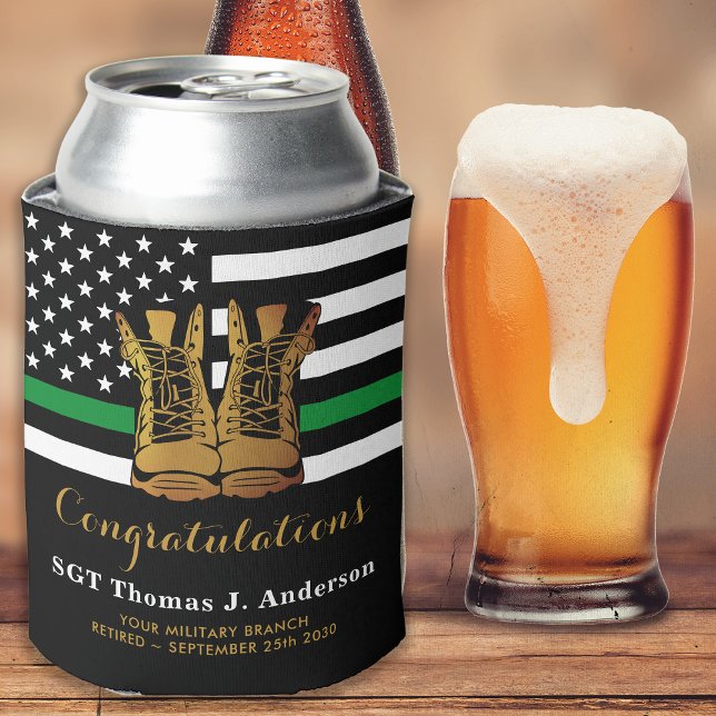 Rafraîchisseur Pour Canette Ligne verte mineure militaire Retraite personnalis (Créateur téléchargé)