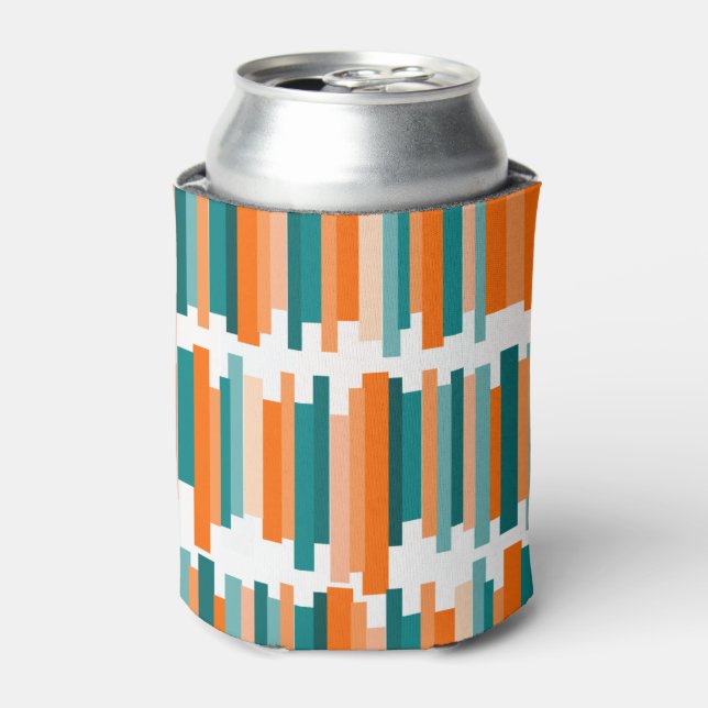 Rafraîchisseur Pour Canette Lignes décalées - Turquoise et orange (Can devant)