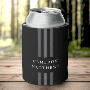 Rafraîchisseur Pour Canette Lignes sombres élégantes moderne monogrammed noir