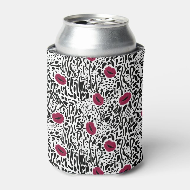 Rafraîchisseur Pour Canette Lipstick Lipstick moderne B&W Motif (Can devant)