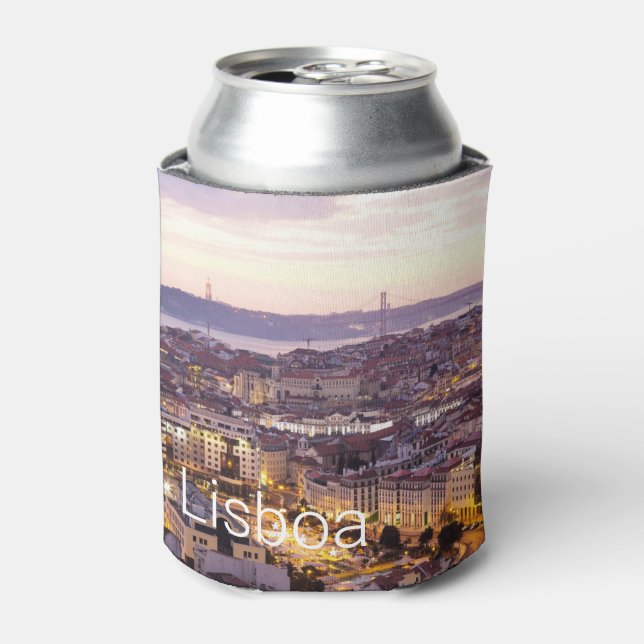 Rafraîchisseur Pour Canette Lisbonne Portugal Sunset Skyline Cityscape Souveni (Can devant)