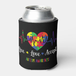 Rafraîchisseur Pour Canette Live Love Accepter Sensibilisation sur l'autisme M