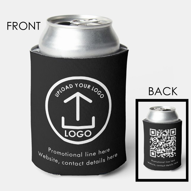 Rafraîchisseur Pour Canette Logo d'entreprise moderne Texte Promo QR Code noir (Modern Business Logo Text Promo QR Code Black Can Cooler)