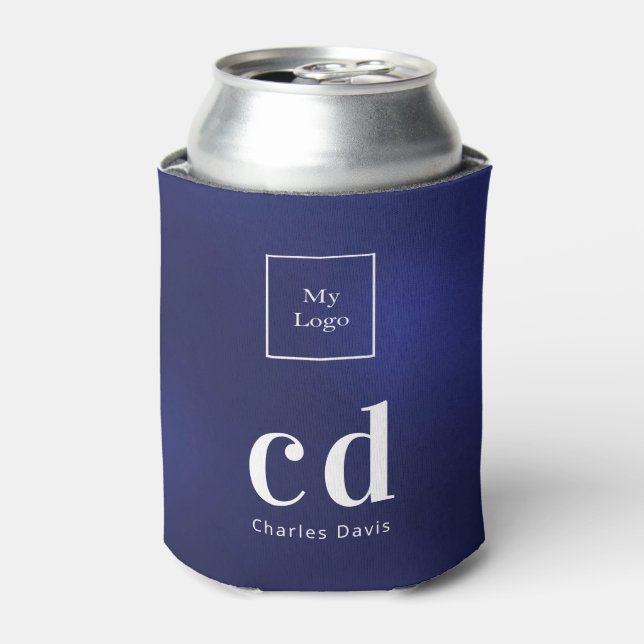Rafraîchisseur Pour Canette Logo du nom du monogramme bleu marine (Can devant)