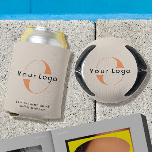 Rafraîchisseur Pour Canette Logo sur Tan clair + Black Text Company Business C