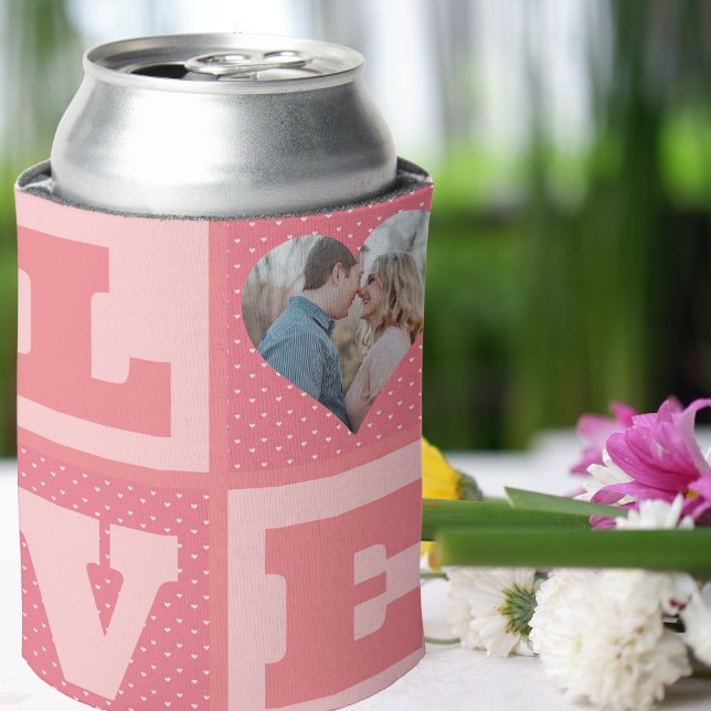 Rafraîchisseur Pour Canette Love Couple Photo Coeurs roses Motif Valentines (Créateur téléchargé)