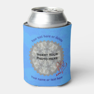 Rafraîchisseur Pour Canette Love Hearts Blue Photo personnalisée