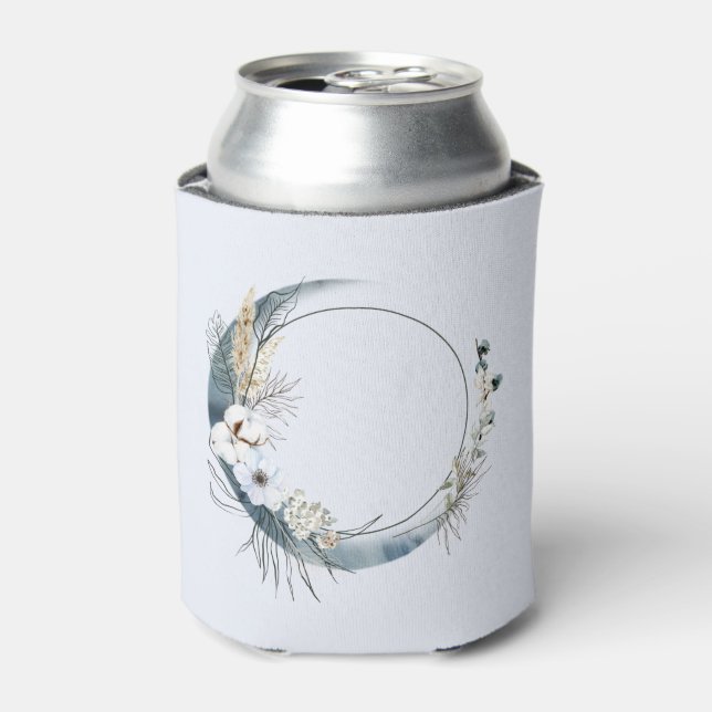 Rafraîchisseur Pour Canette Lune de croissant bleu avec fleurs blanches (Can devant)