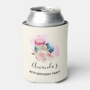 Rafraîchisseur Pour Canette Macarons et fleurs colorés Aquarelle