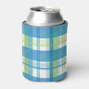 Rafraîchisseur Pour Canette Madras Plaid Green et Blue