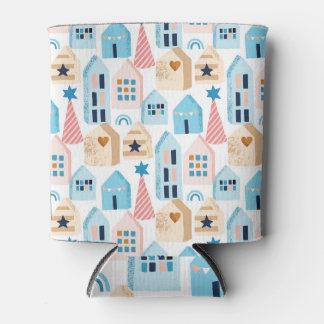 Rafraîchisseur Pour Canette Maisons scandinaves, motif d'humeur hivernale.