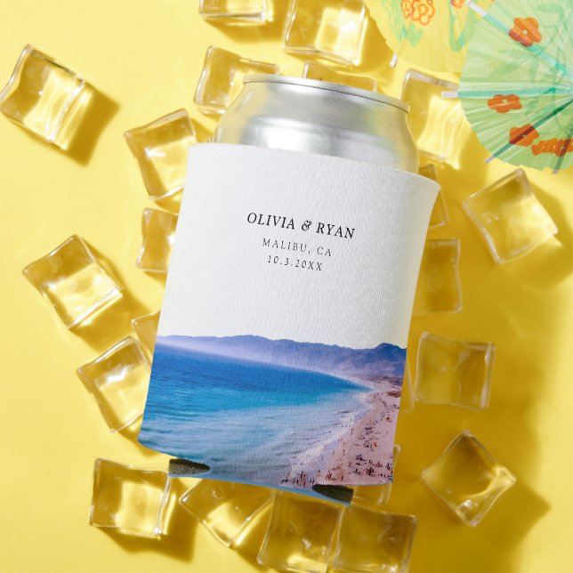 Rafraîchisseur Pour Canette Malibu Beach Wedding Favoriser Custom (Été in situ)