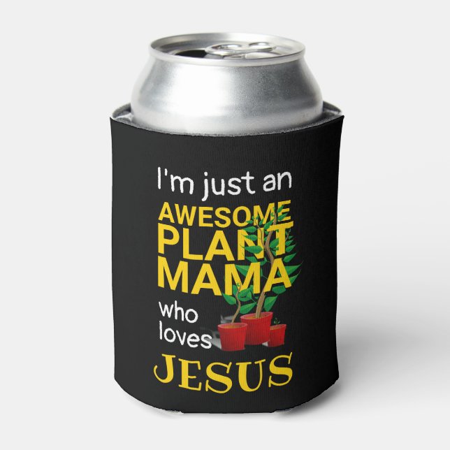 Rafraîchisseur Pour Canette MAMA, PLANTE MAMA AIME JÉSUS Monogramme (Can devant)