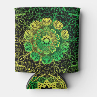 Rafraîchisseur Pour Canette Mandala Art : Green Yellow Detail.