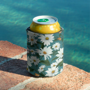 Rafraîchisseur Pour Canette Marguerites blanches et papillons