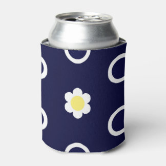 Rafraîchisseur Pour Canette Marguerites et Bleu Nuit et Points Blancs