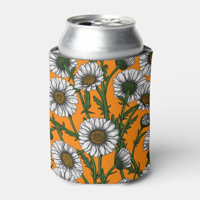 Rafraîchisseur Pour Canette Marguerites sur orange (Can devant)