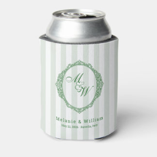 Rafraîchisseur Pour Canette Mariage Amalfi Coast Sage Stripe Monogramme