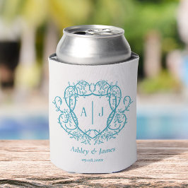 Rafraîchisseur Pour Canette Mariage Armoirie Monogramme Turquoise Rose Entrela