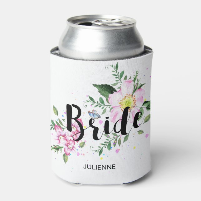 Rafraîchisseur Pour Canette Mariage d'aquarelle florale (Can devant)