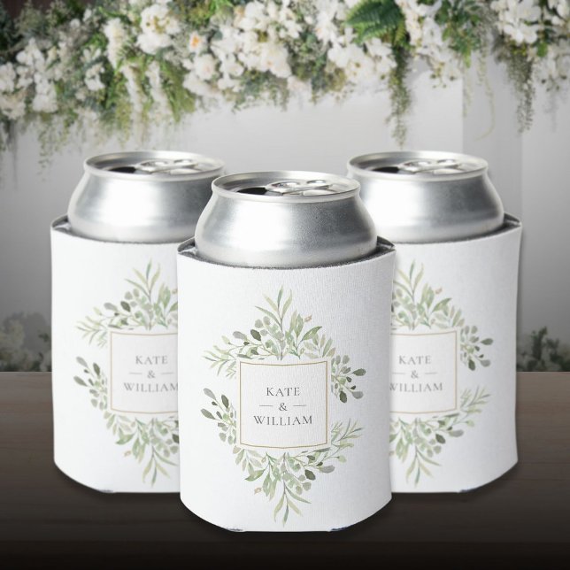 Rafraîchisseur Pour Canette Mariage de feuillage végétal (Botanical Greenery Foliage Wedding Can Cooler)