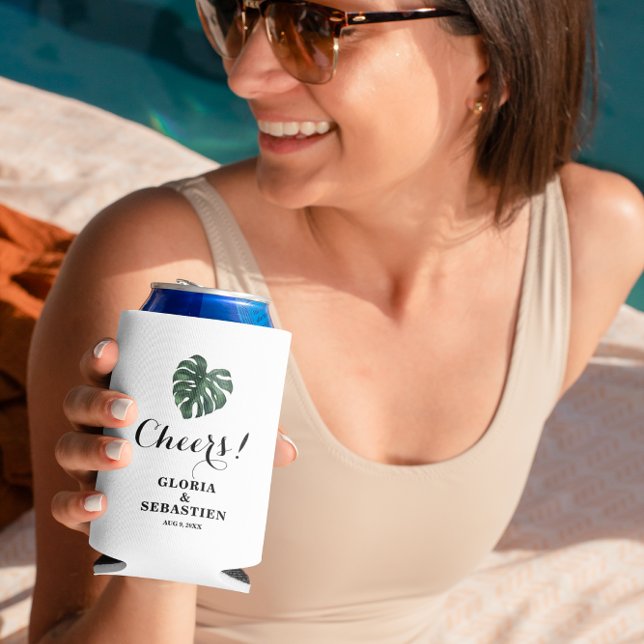 Rafraîchisseur Pour Canette Mariage de feuille de palme tropicale (Créateur téléchargé)