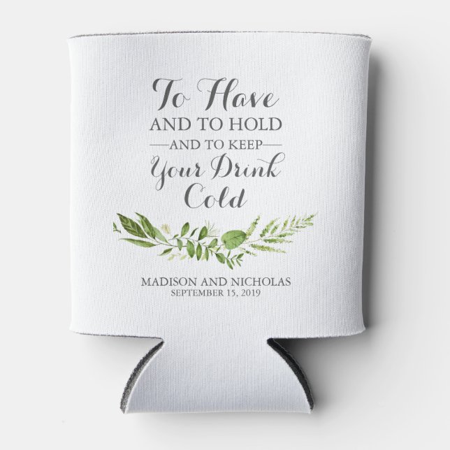 Rafraîchisseur Pour Canette Mariage de feuilles vertes refroidisseurs, Verdure (Devant)
