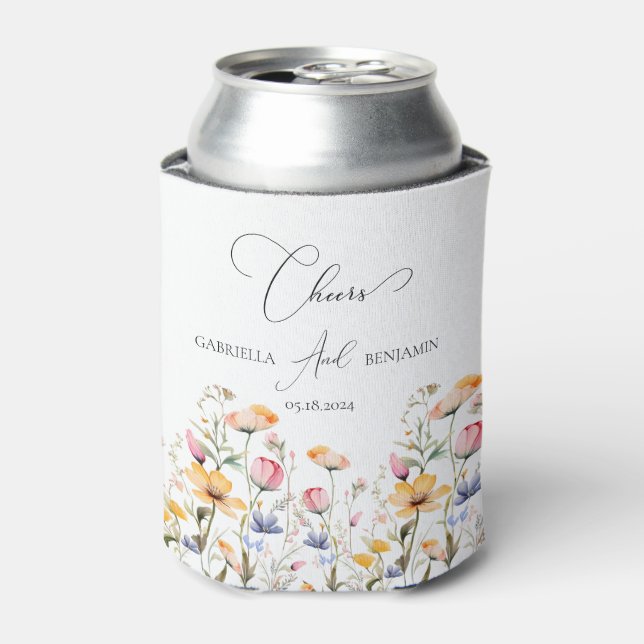Rafraîchisseur Pour Canette Mariage de Fleur sauvage de prairie aquarelle (Can devant)