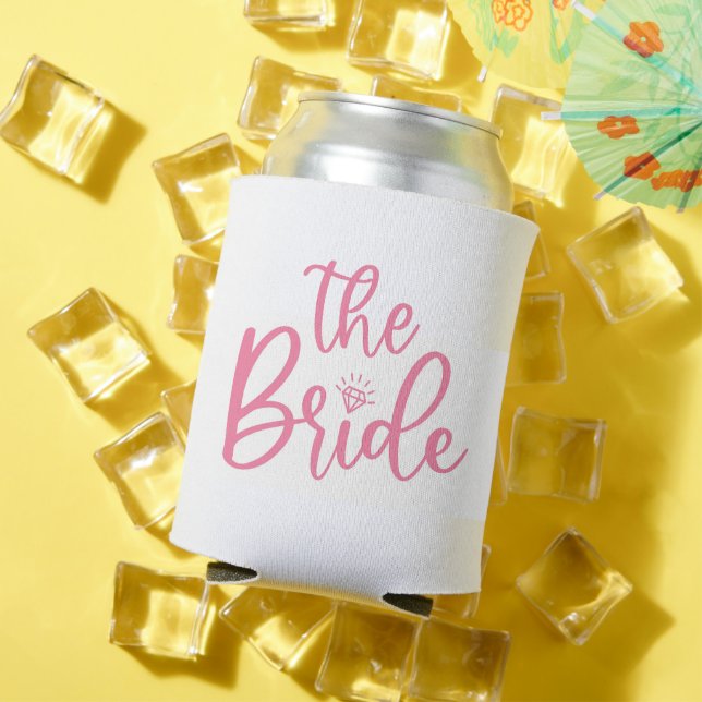 Rafraîchisseur Pour Canette Mariage de mariée personnalisée blanc et rose (Été in situ)