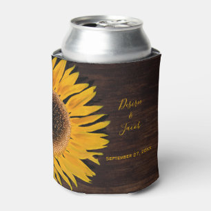 Rafraîchisseur Pour Canette Mariage de tournesol jaune Brown rustique