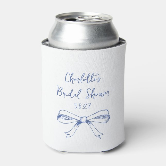 Rafraîchisseur Pour Canette Mariage écriture manuscrite Coquette Nœud Bleu (Can devant)