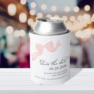 Rafraîchisseur Pour Canette Mariage Enregistrer la date Invitation   Pink Bow 