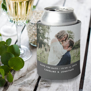 Rafraîchisseur Pour Canette Mariage Enregistrer la date Photo Simple Minimal N