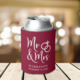 Rafraîchisseur Pour Canette Mariage Faveur M. et Mme Burgundy
